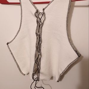 White Razor Back Crop Top